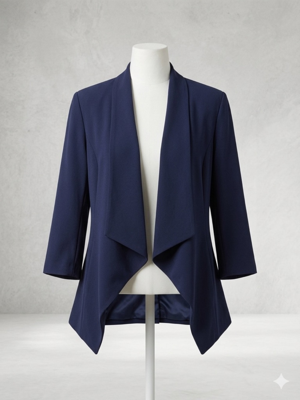 Navy Draped Open-Front Blazer